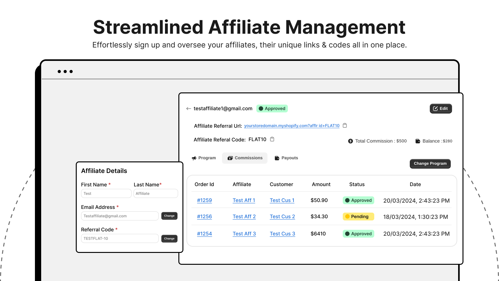 Manage affiliates &amp; their sales &amp; commissions