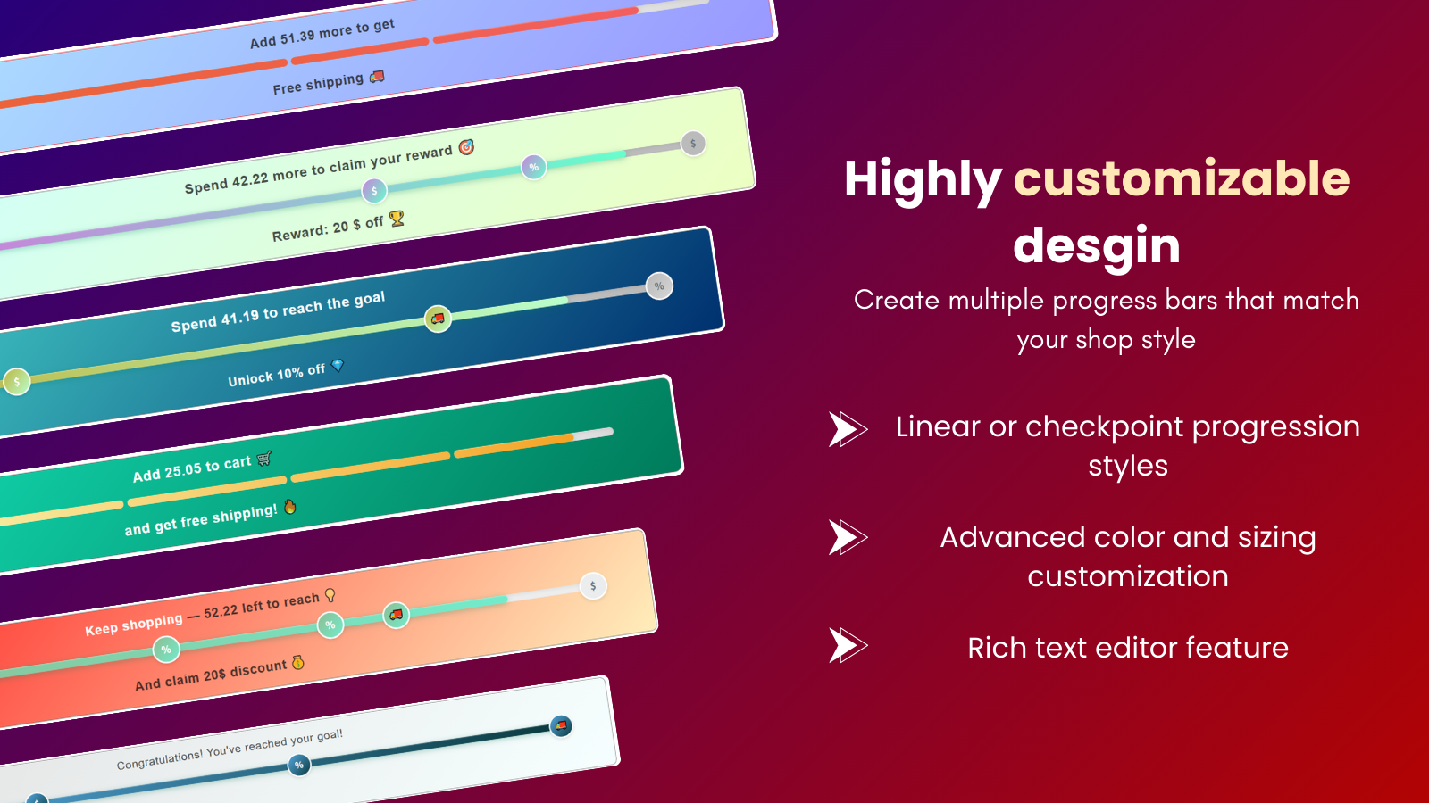 Highly customizable progress bars with various styles