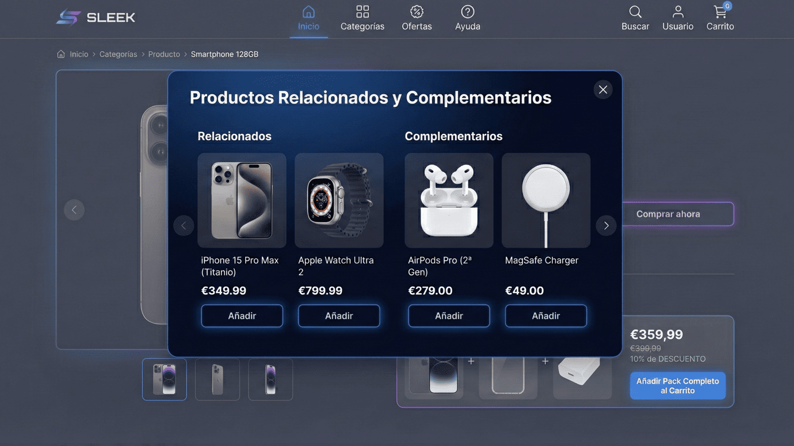 Pop-up recommendation products widget