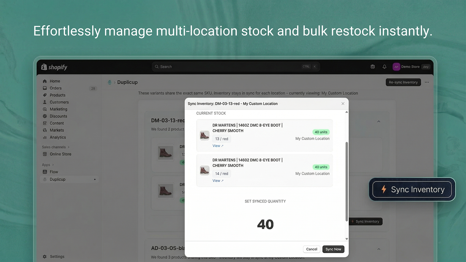 Effortlessly manage multi-location and bulk restock