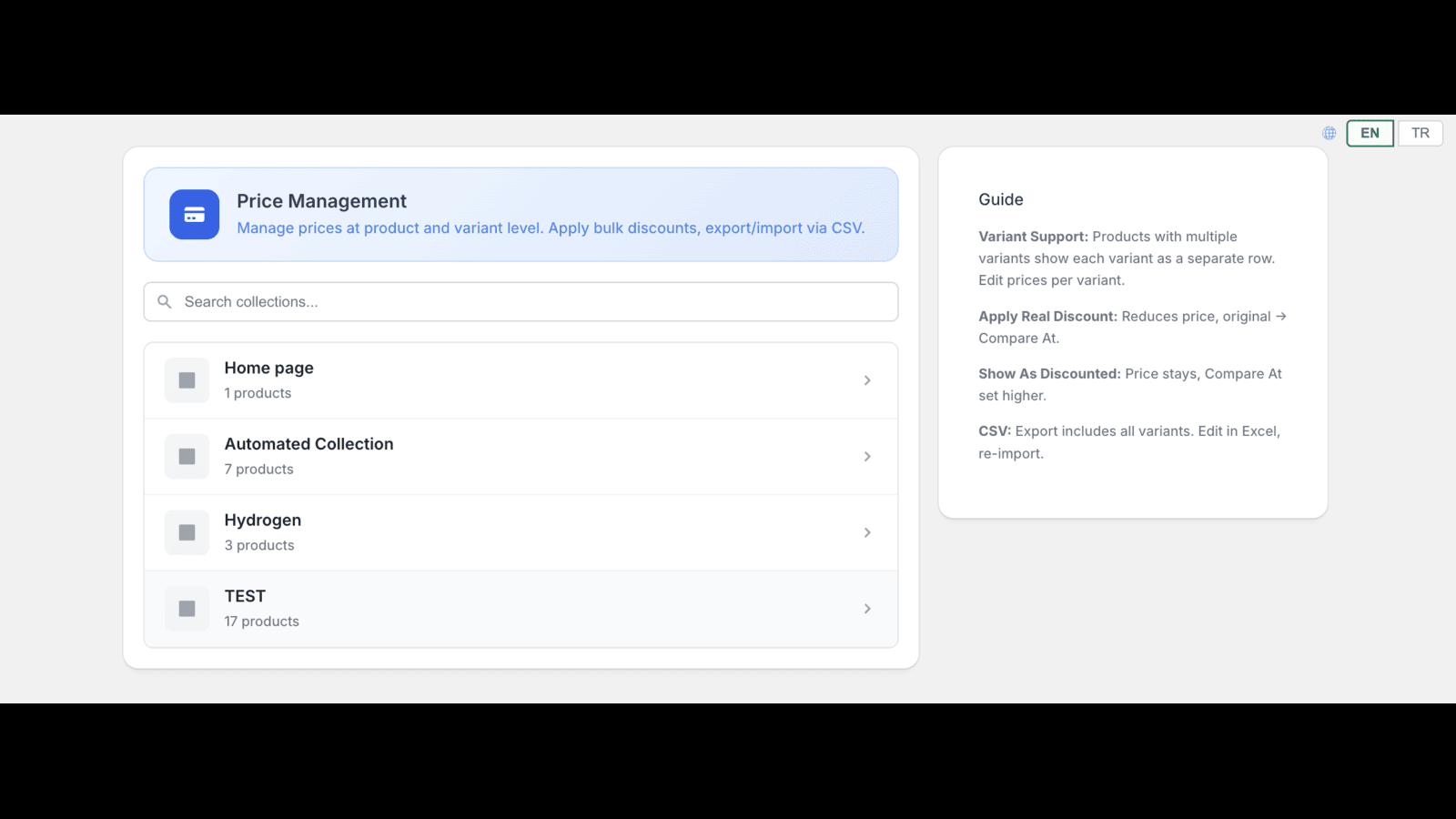 Price Managment dashobard