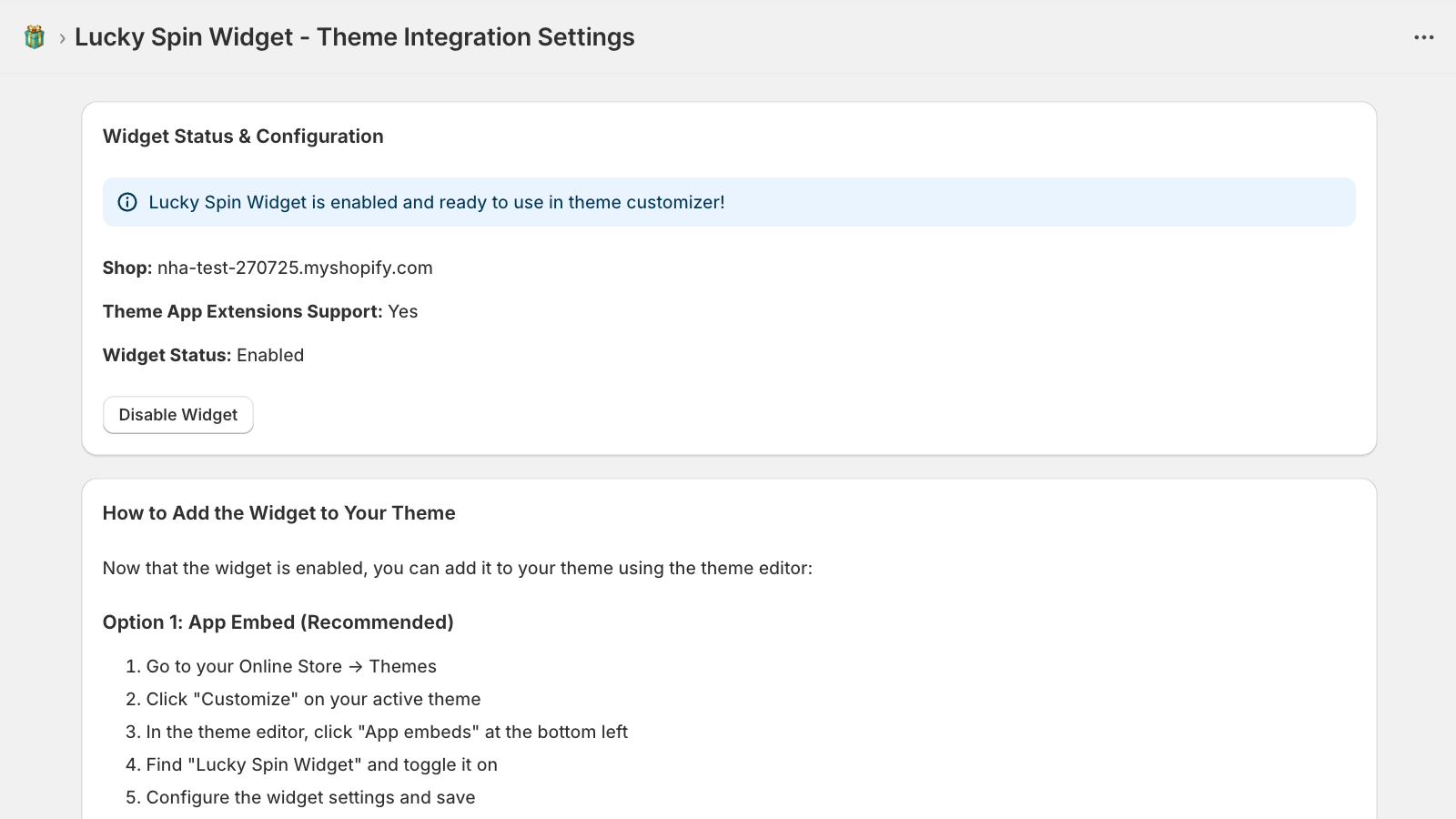 Widget display guideline, help merchant display lucky box 
