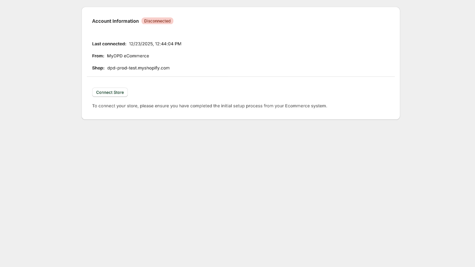Click on Connect button to Connect your store