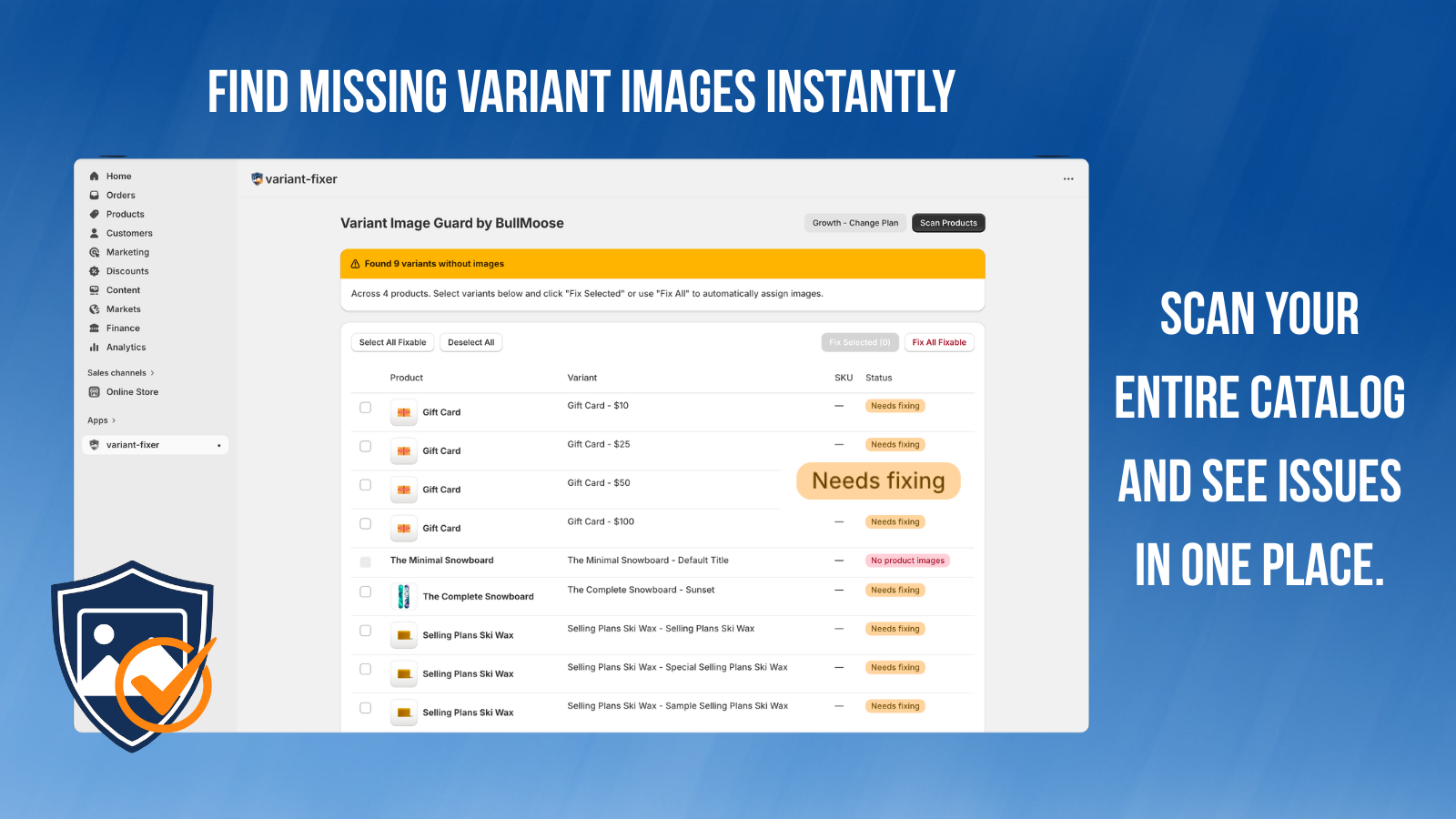 Find all fixable images quick