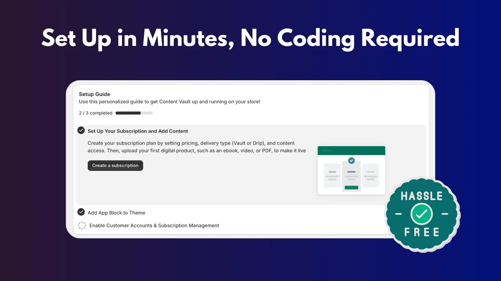 One Click Setup for Digital Content Subscriptions on Shopify