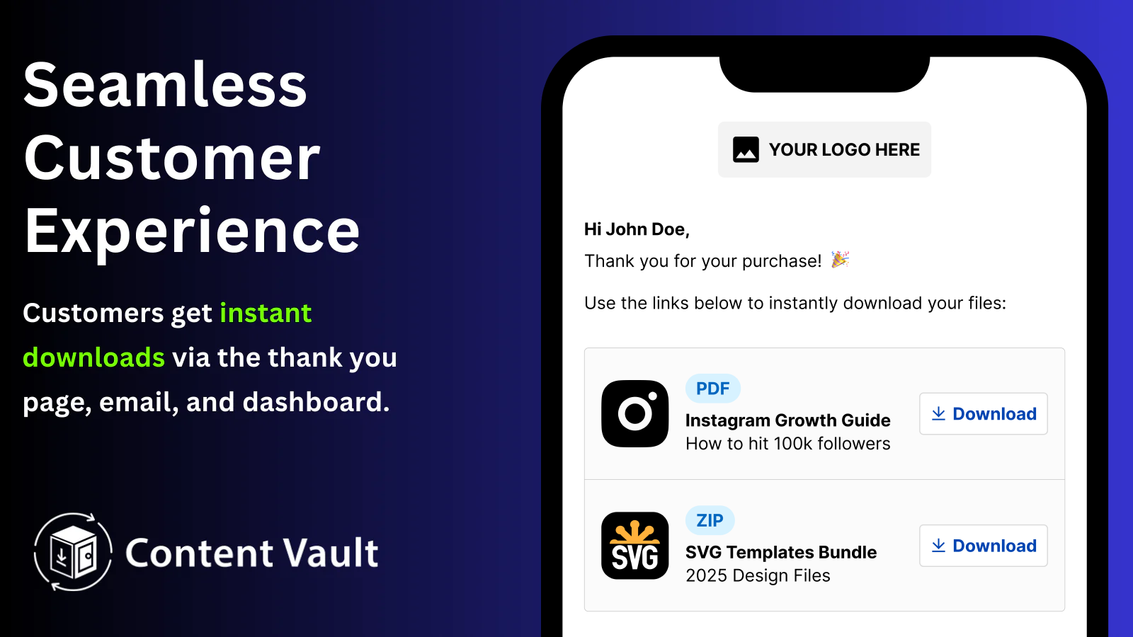 Seamless customer experience for downloading digital content