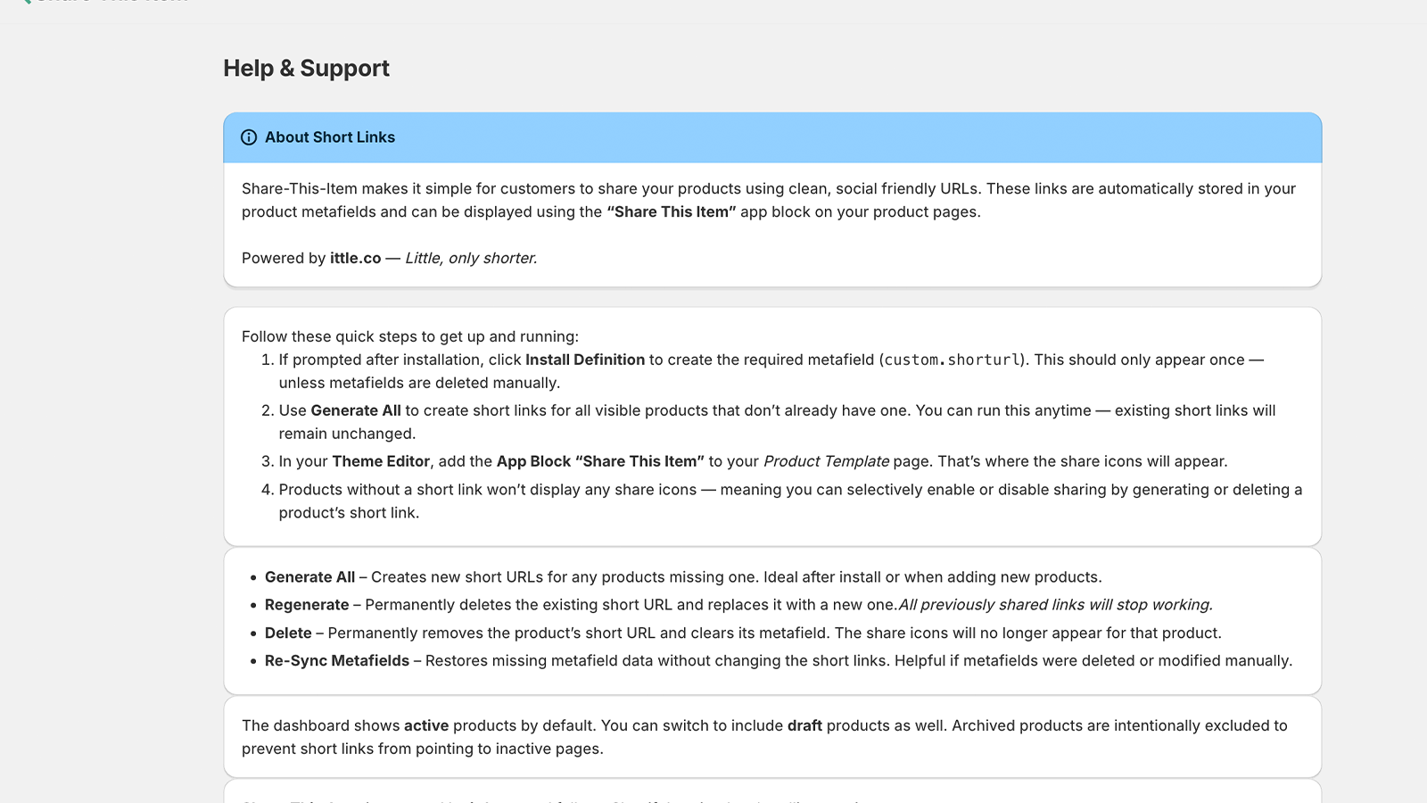 Help and Info Screen