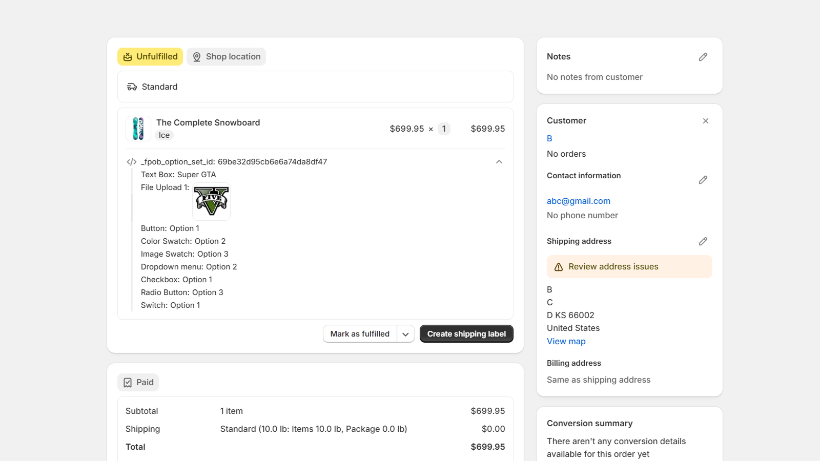 Product Options, Variant Options, Customizer