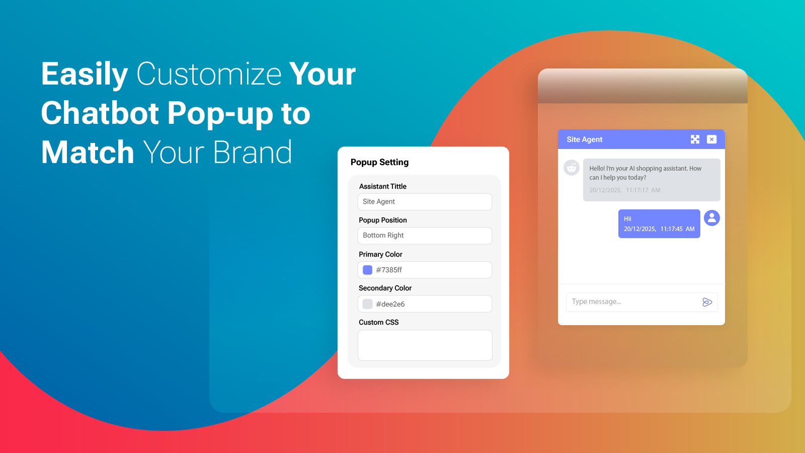 Customize chatbot popup design to match your store brand