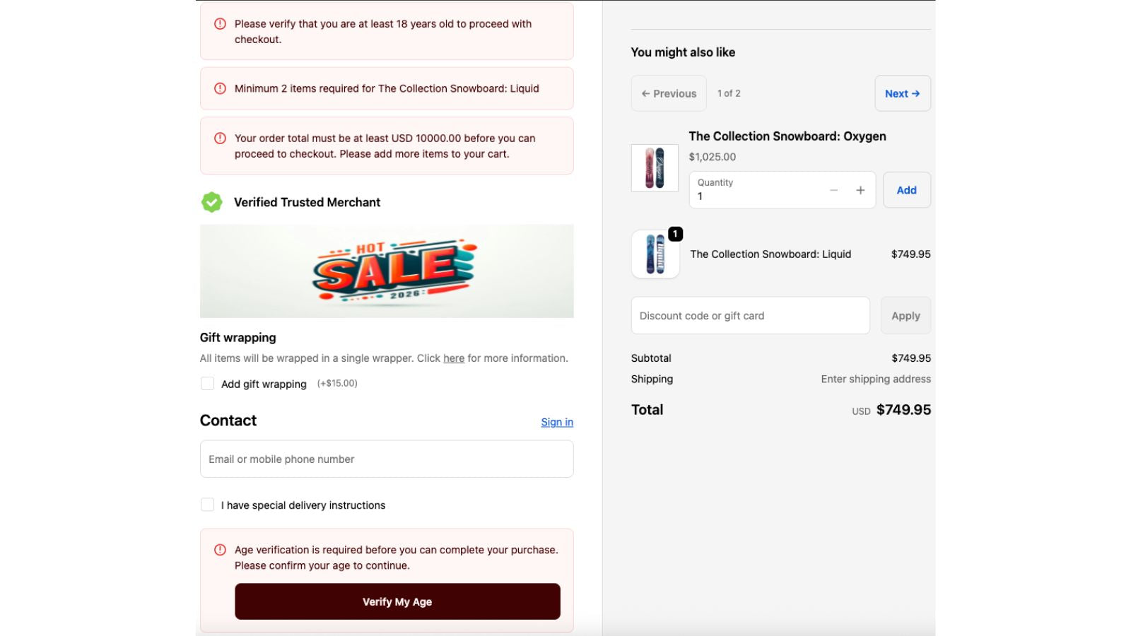 Checkout page with Checkout Blocks Pro features