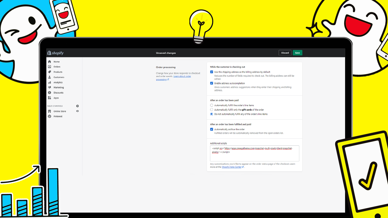 add script snapchat to track purchase event