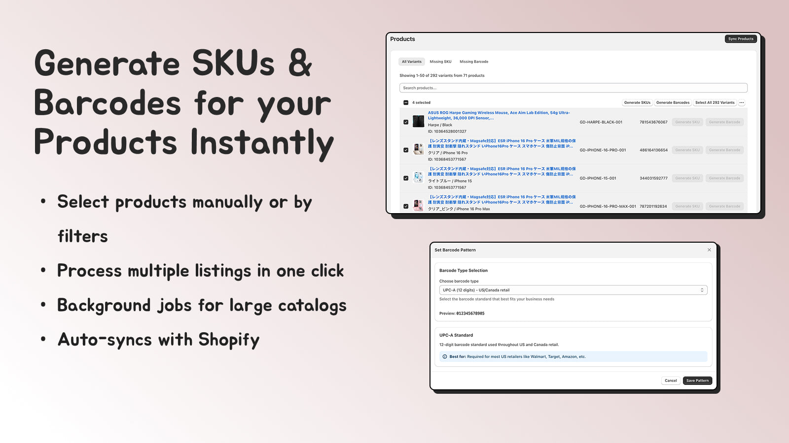 Generate SKU And Barcode
