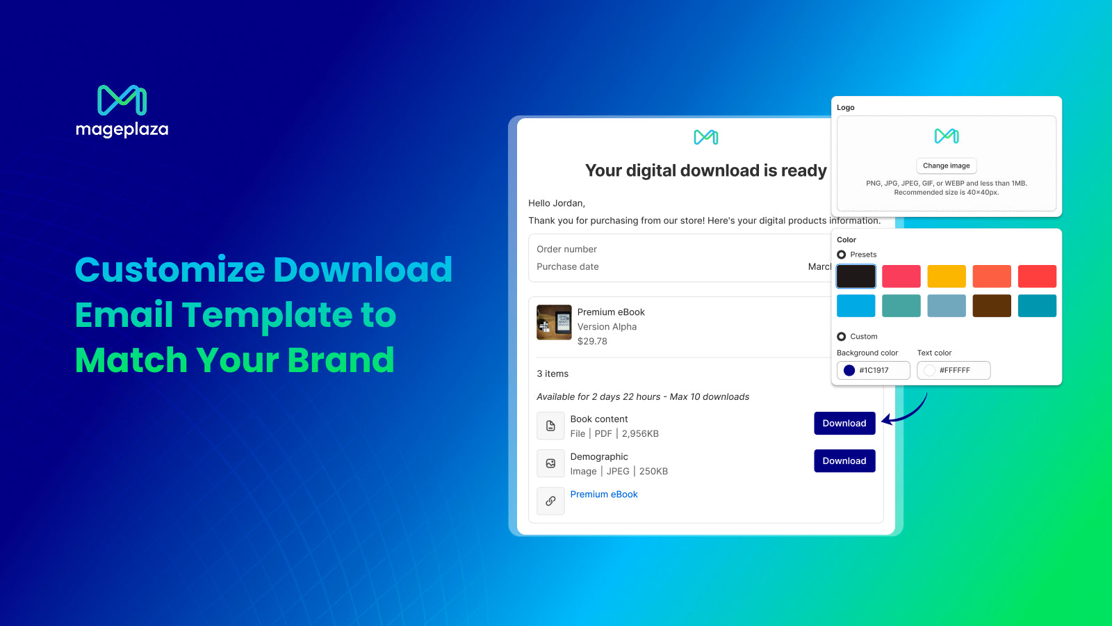 Customize Download Email template to match your brand