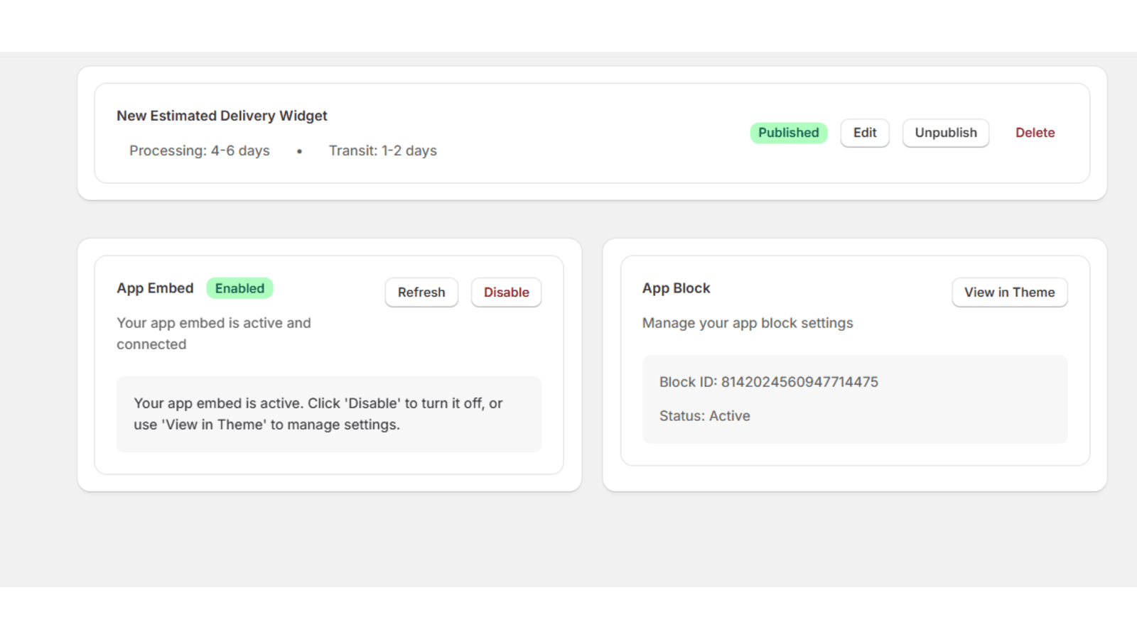showing processing time