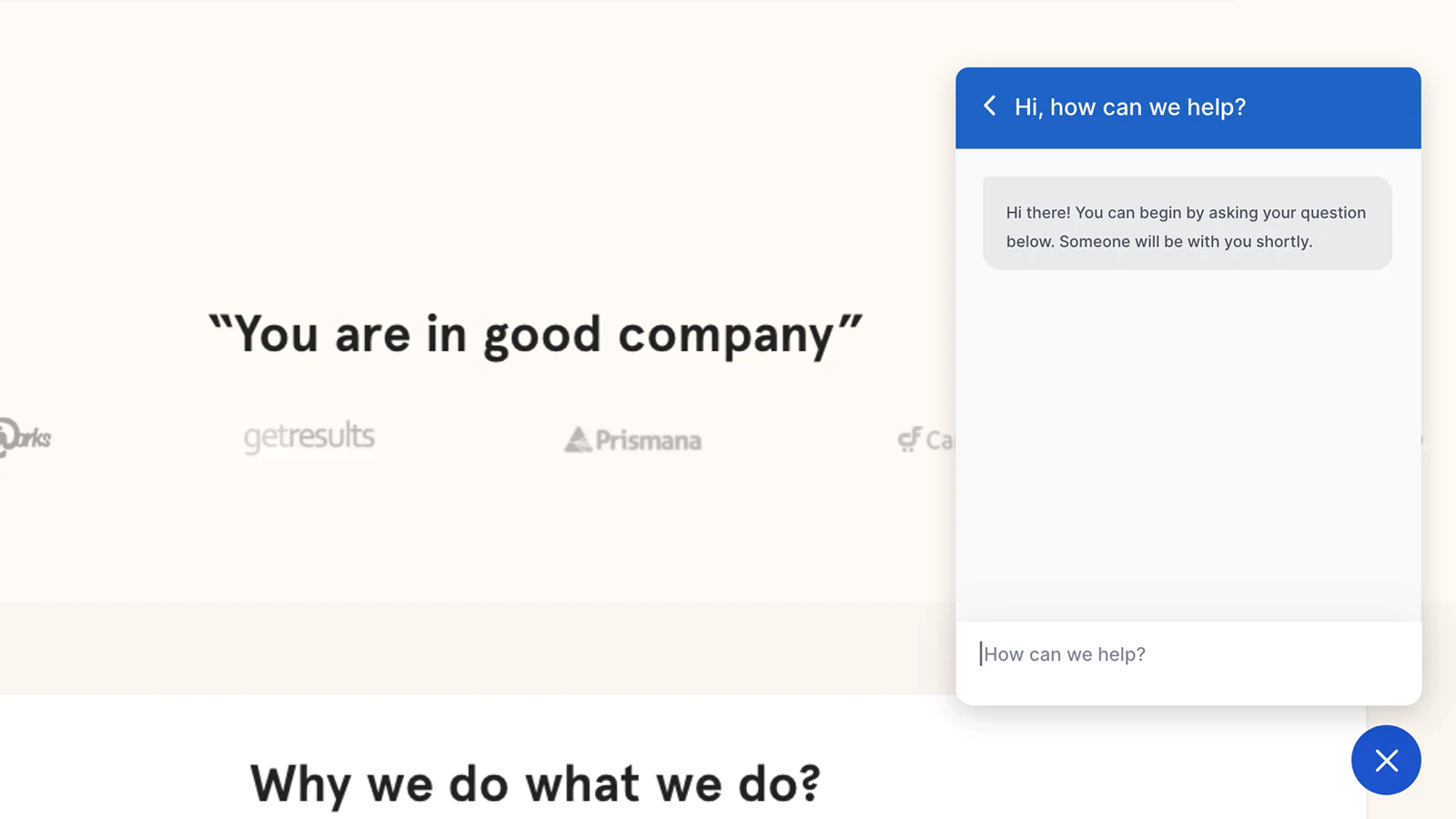 A simple live chat which helps customers to get quick answers