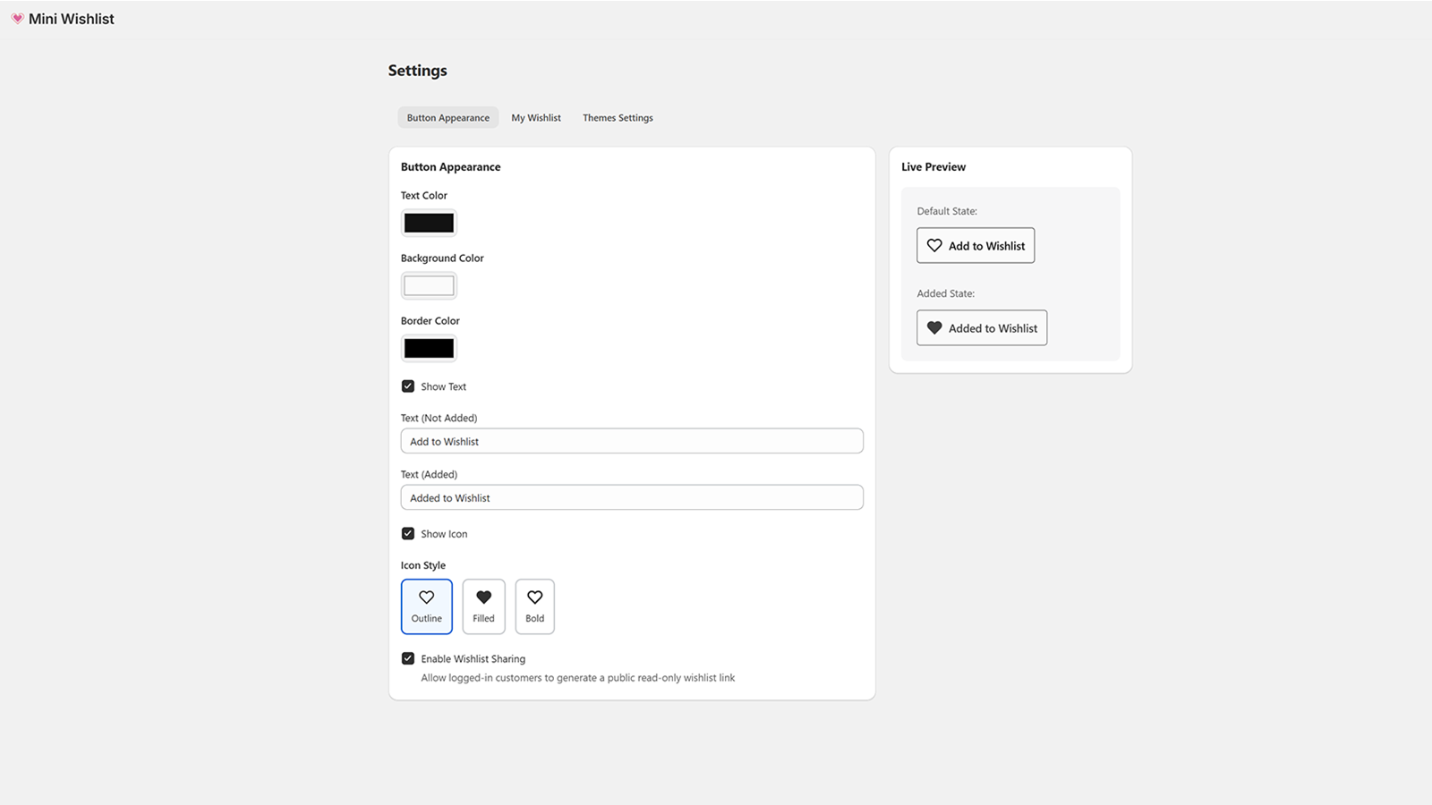 Button Appearance Setting