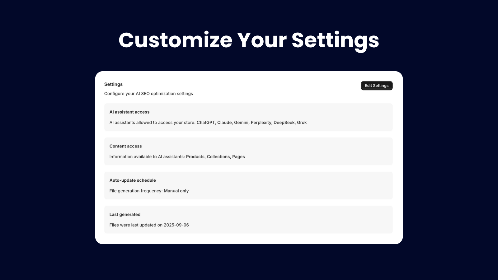 Customize Settings