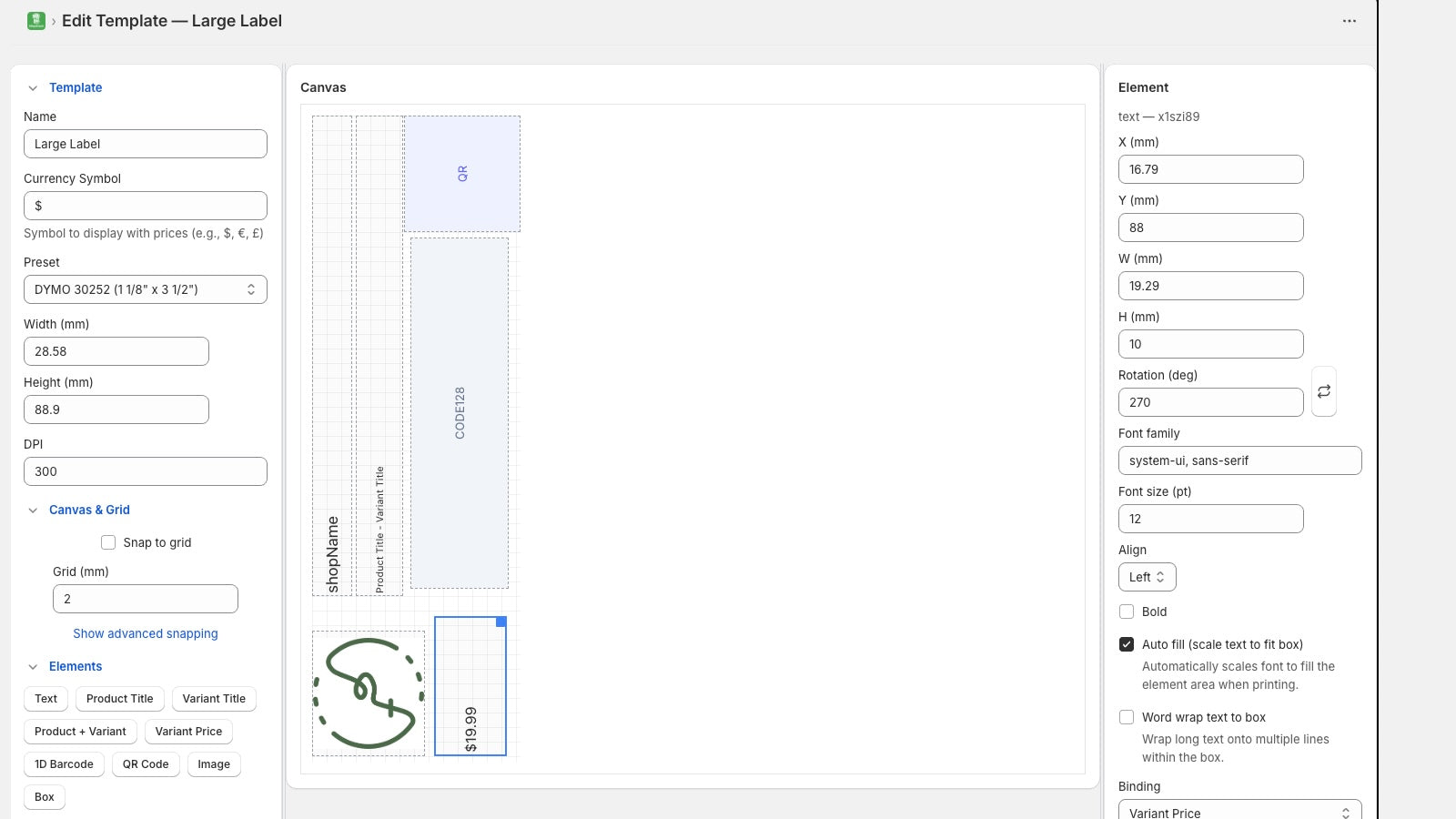 Label editor experience