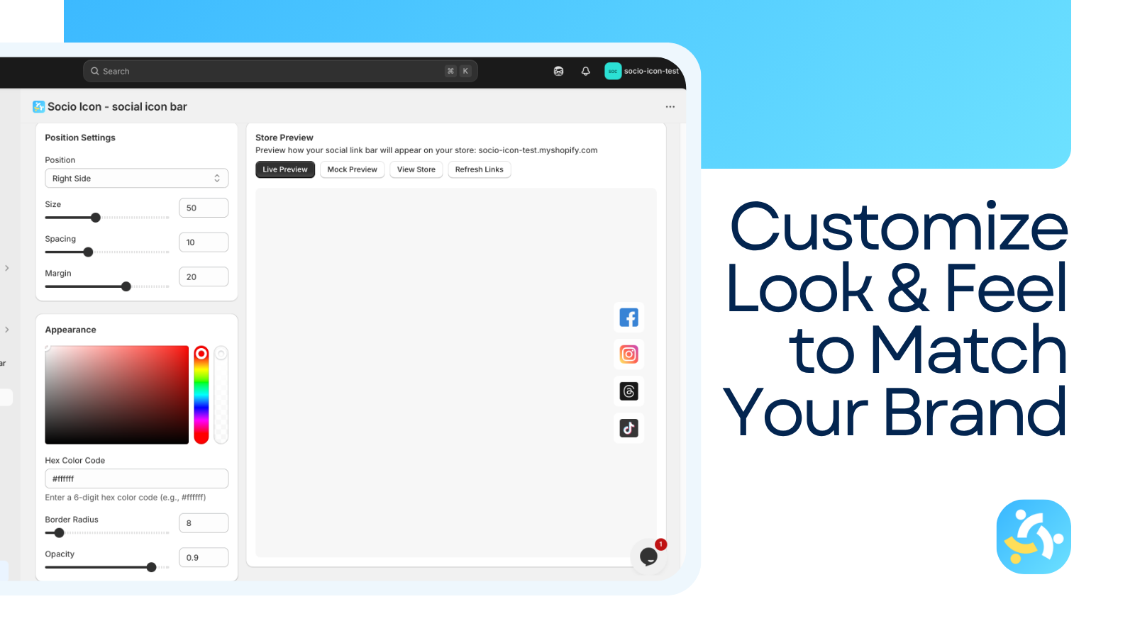 Add Instagram link using Socio Icon app
