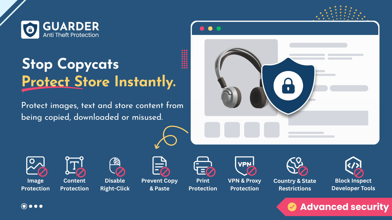 Shopify store protection app blocking copy right click and VPN