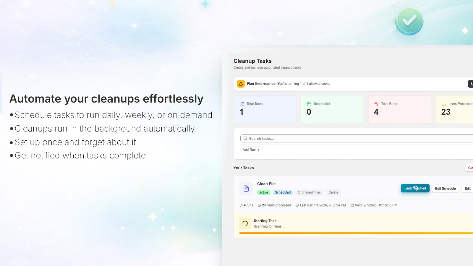Cleanup Task Schedule