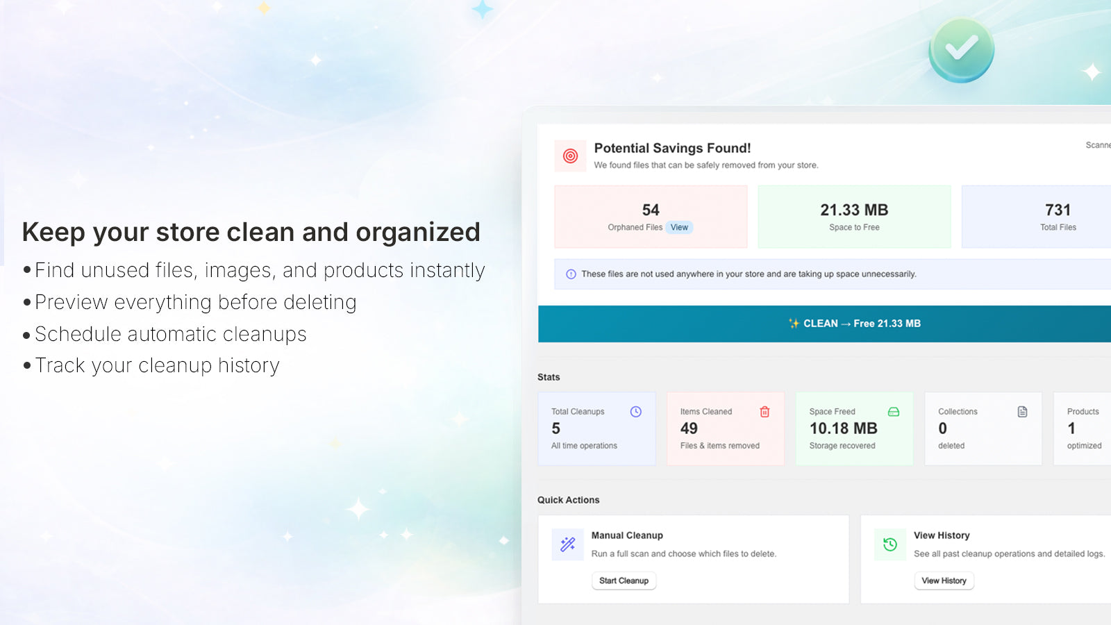 Cleaner Dashboard
