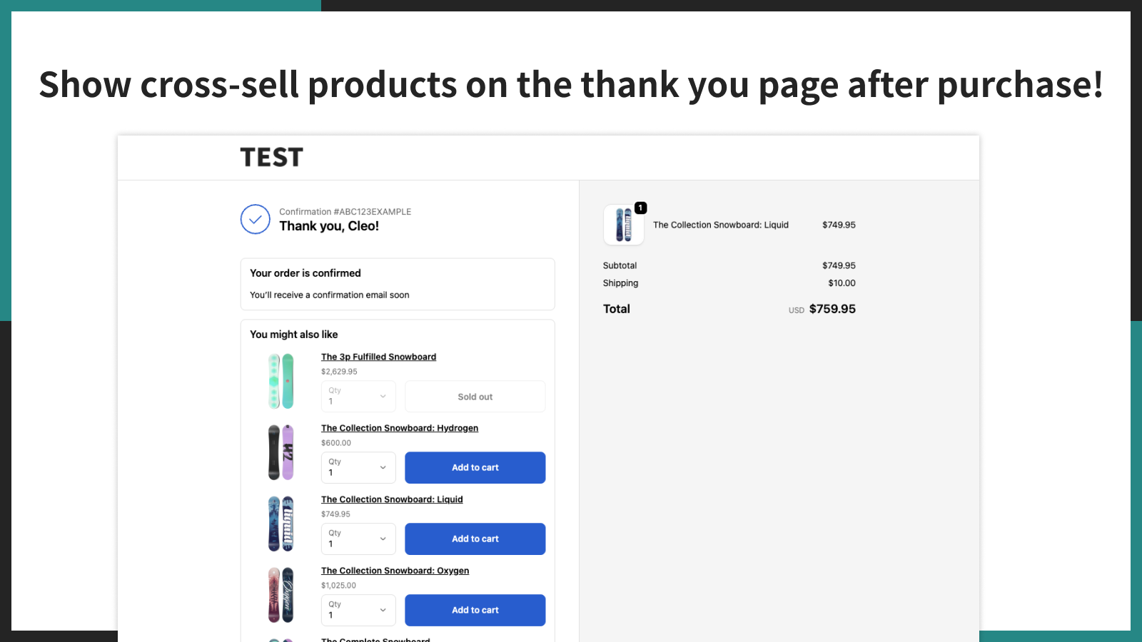 Show cross-sell products on the thank you page after purchase!