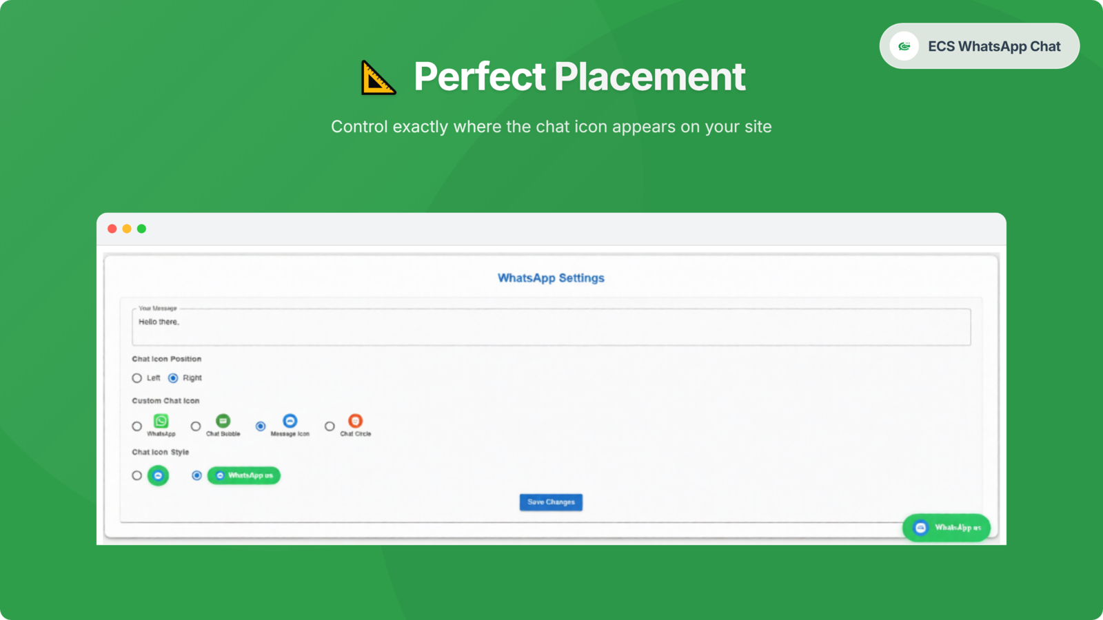 Different icons, styles and positions