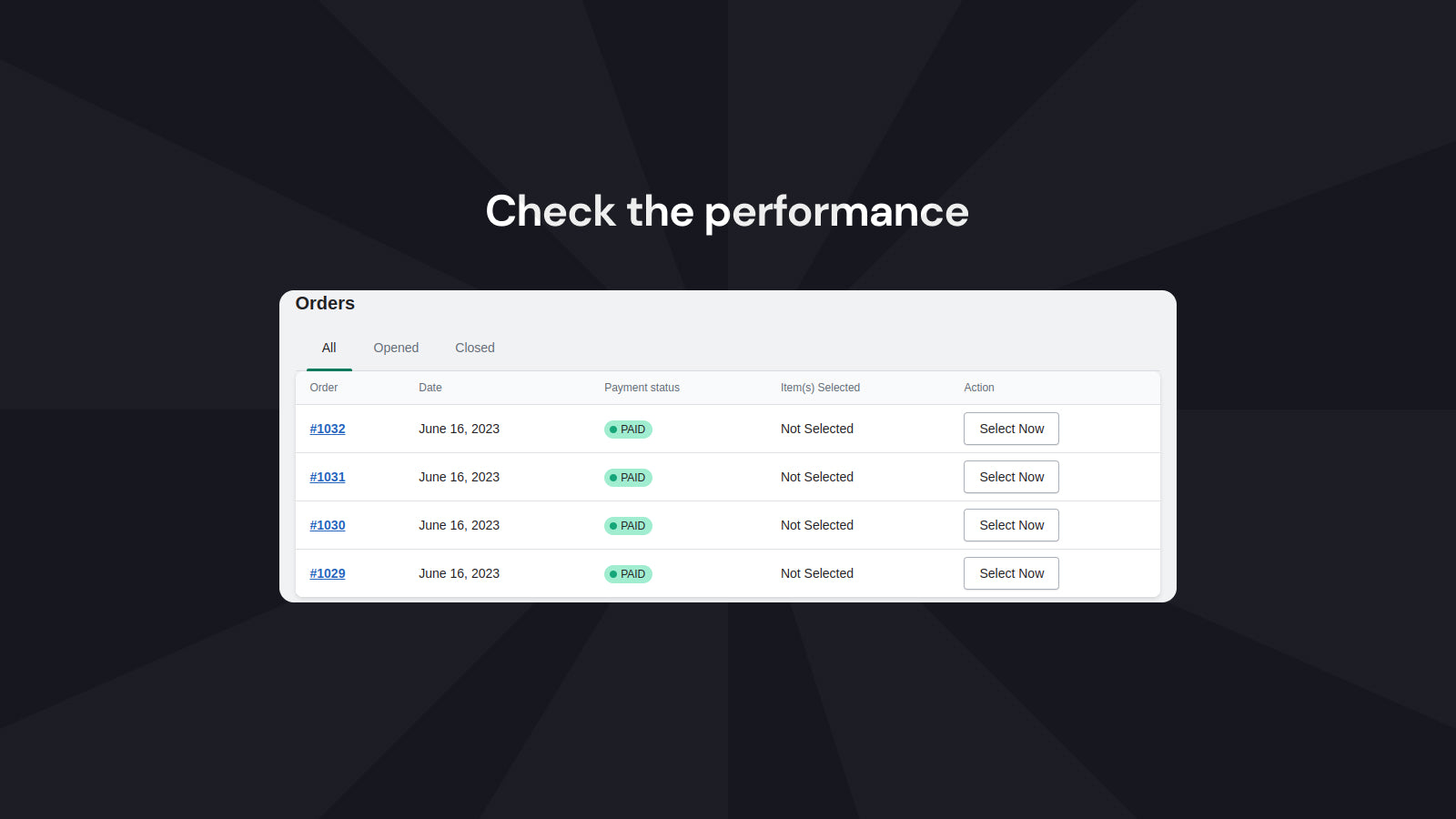 Check the performance