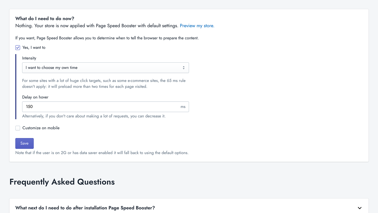 Adjusting the delay on hover