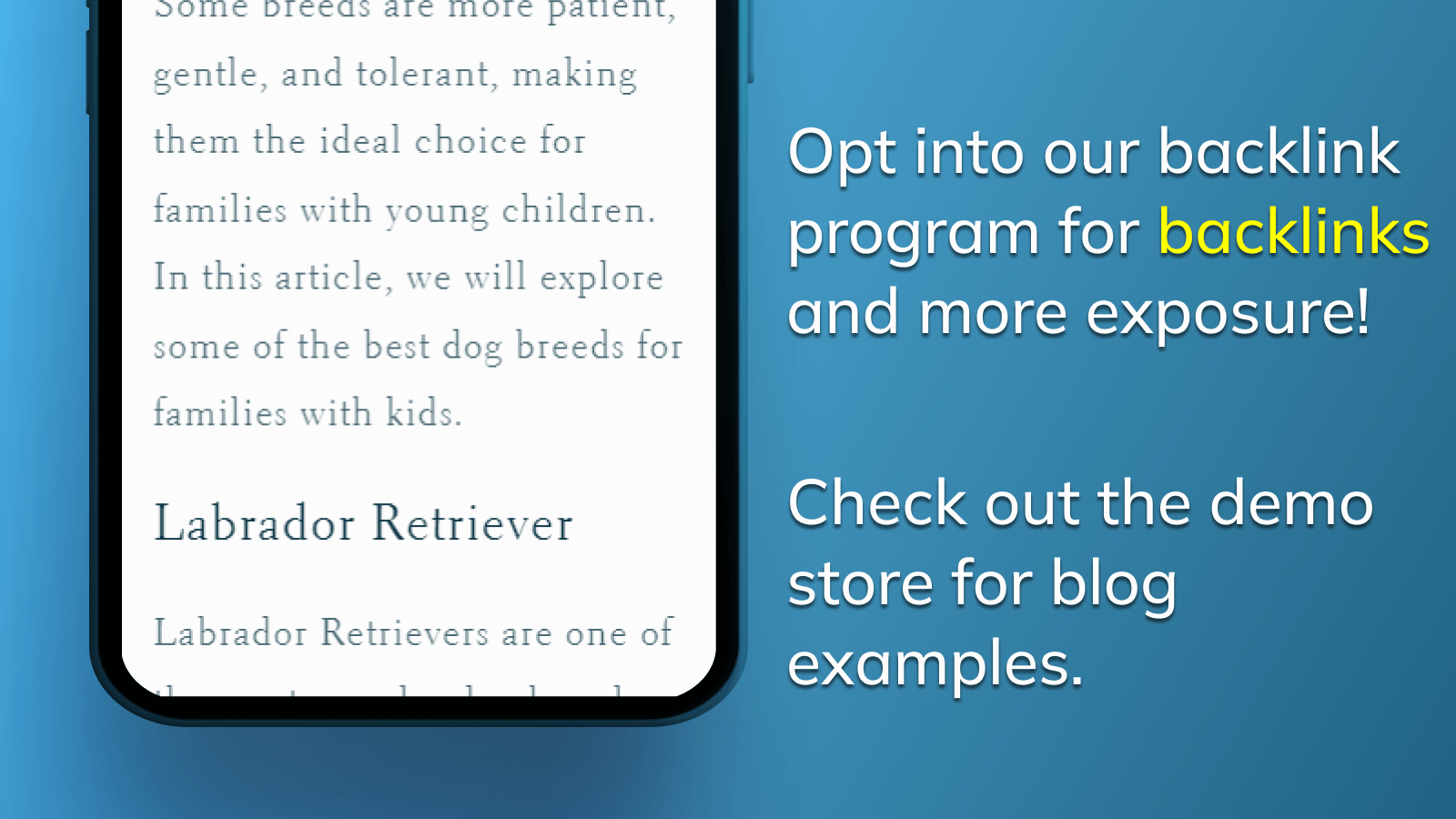 Opt into the backlink program for even more exposure.