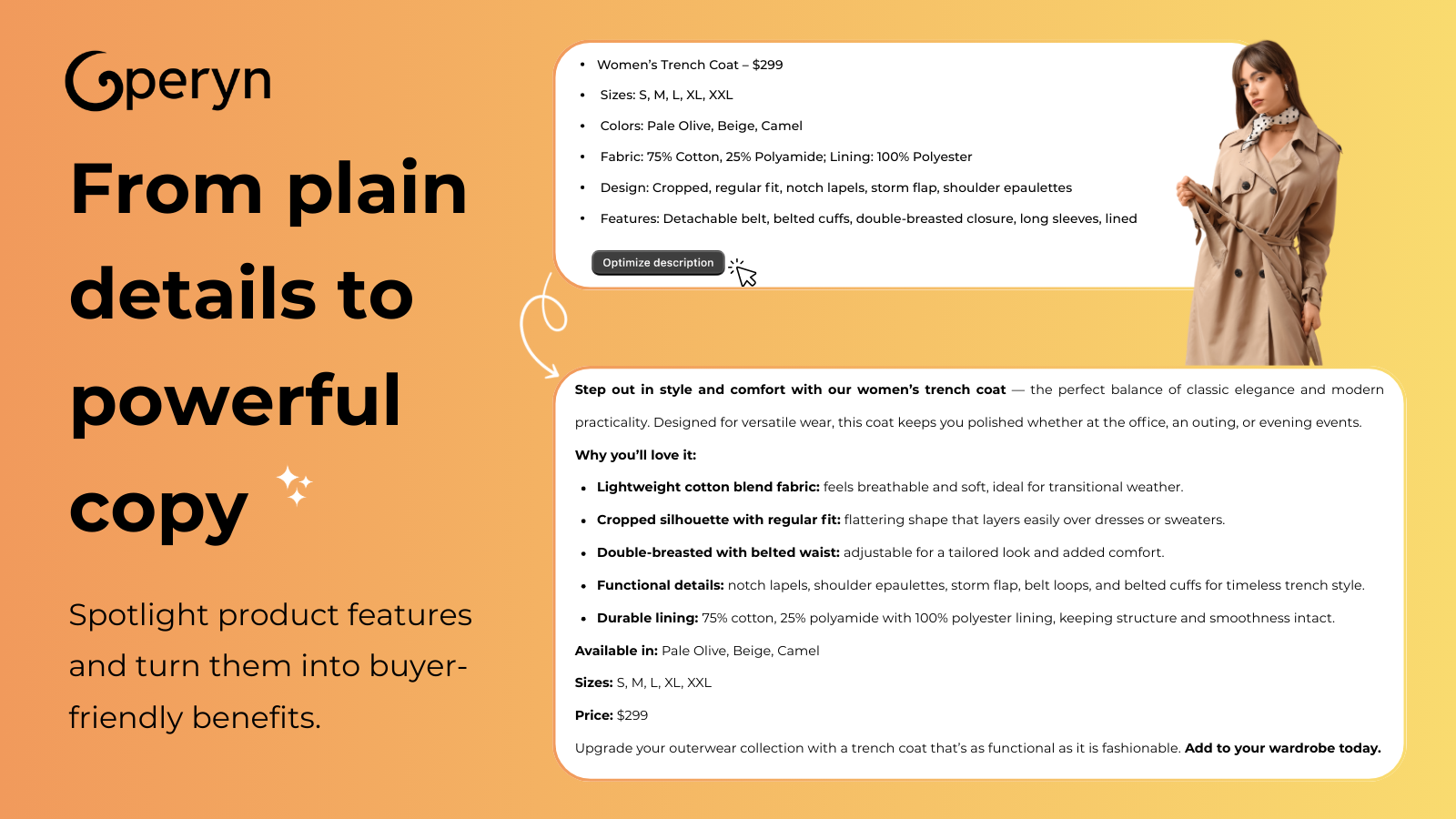 From plain details to powerful copy