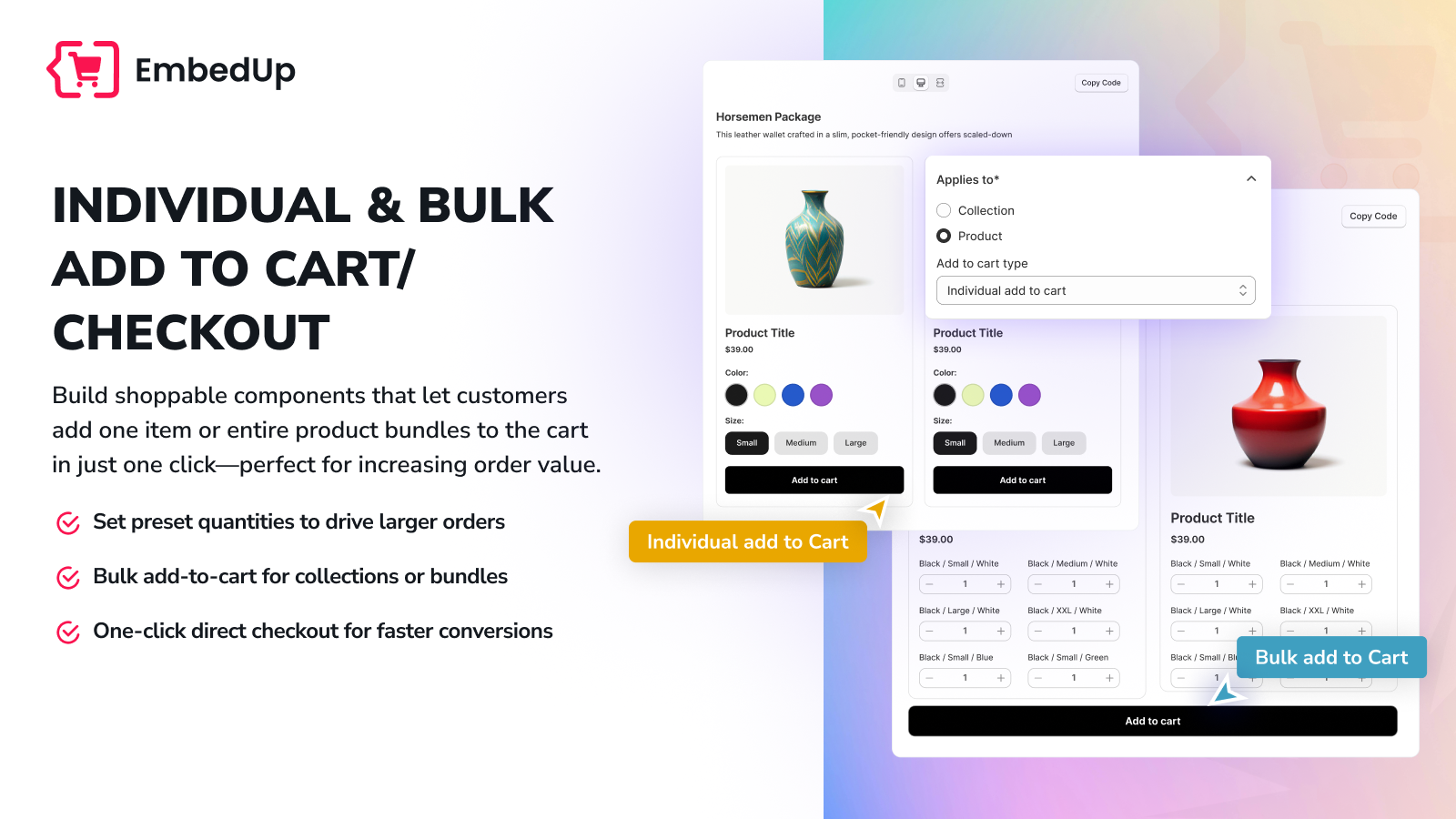 Offer INDIVIDUAL & BULK ADD TO CART or CHECKOUT