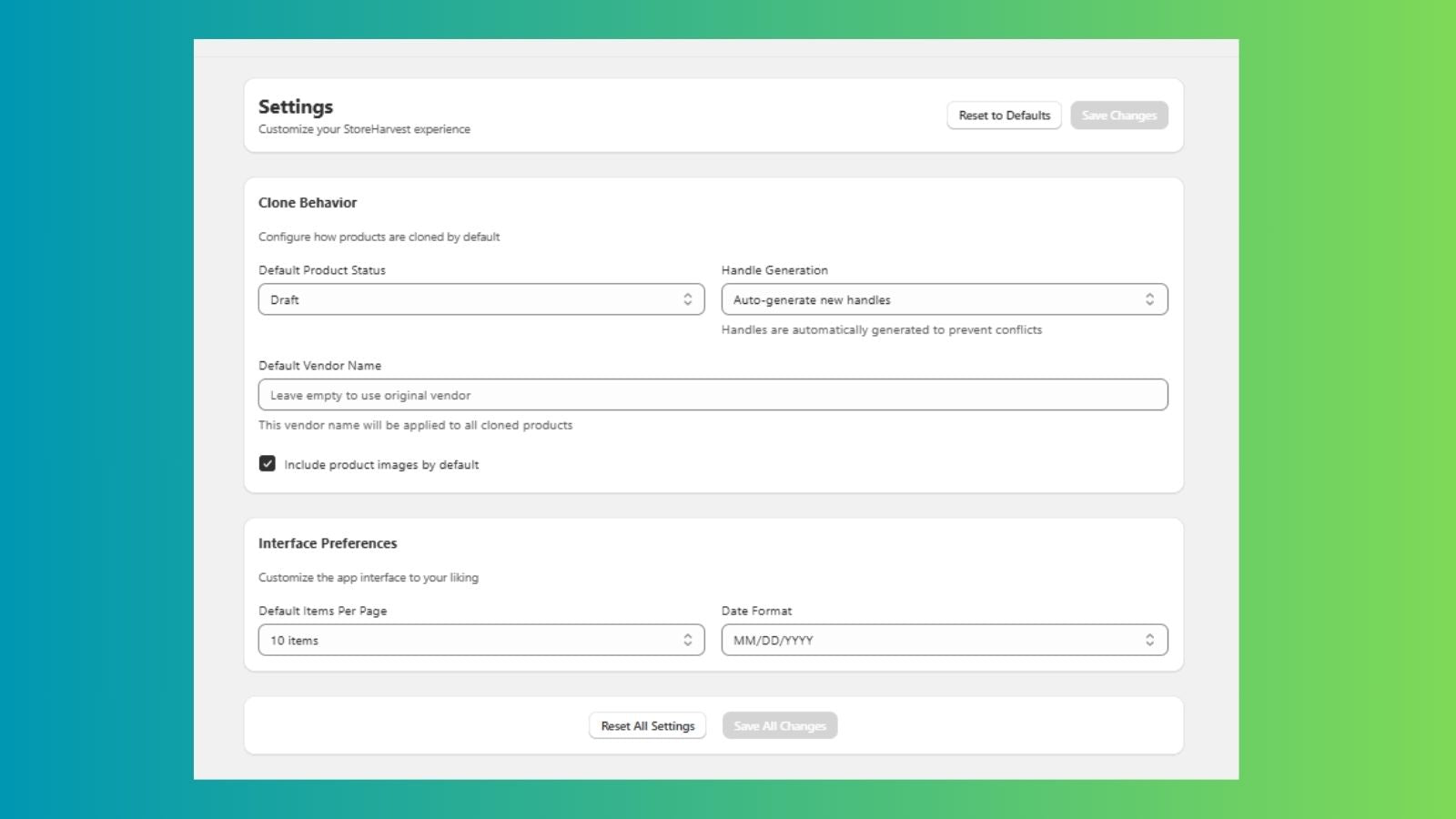 setting shopify product clone storeharvest