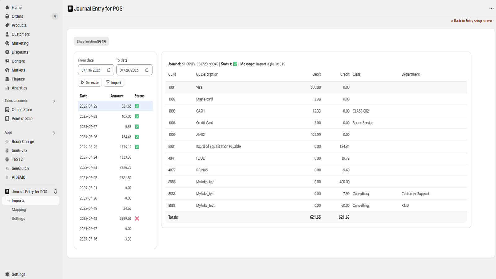 Journal Entry Import Dashboard