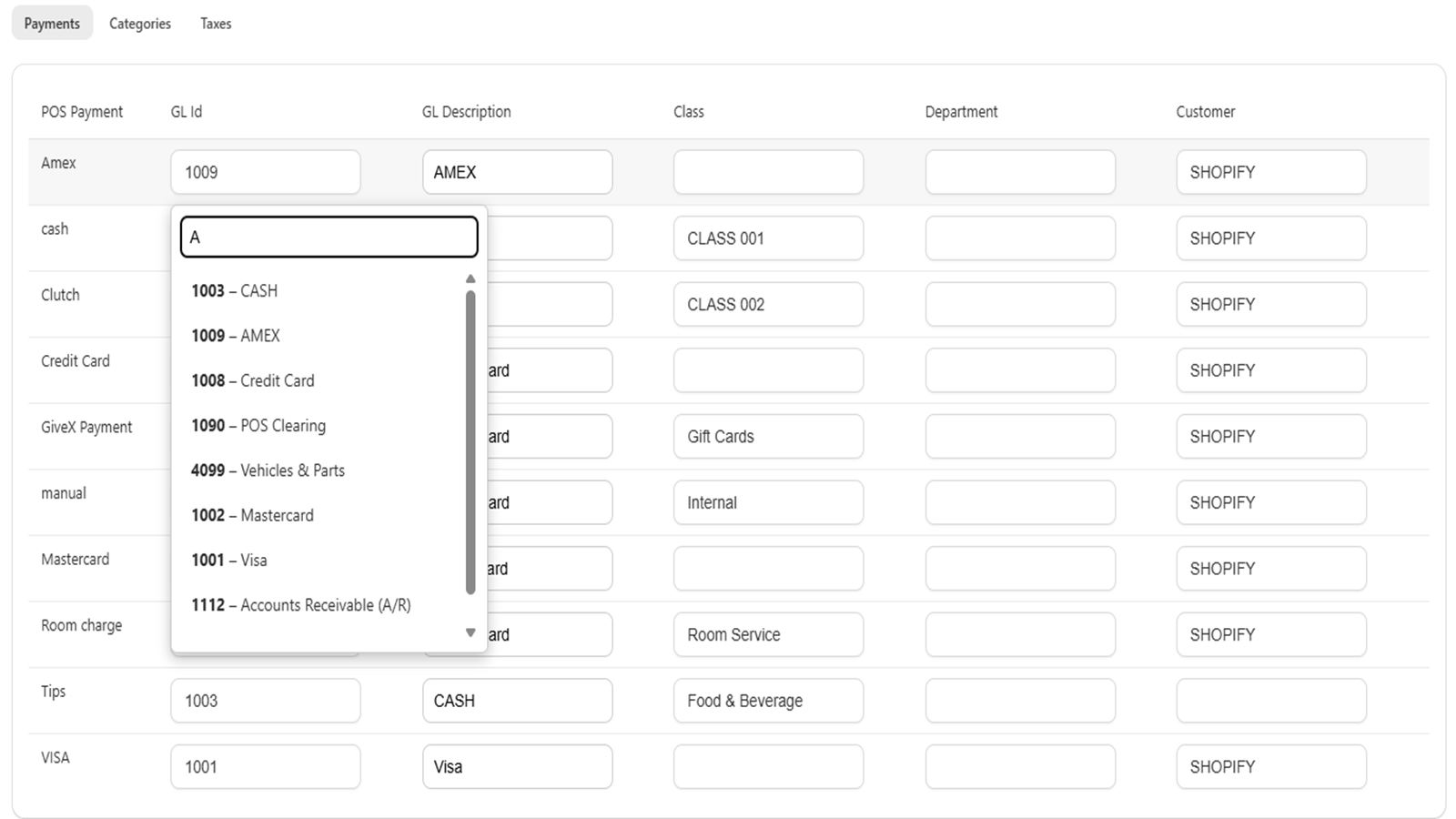Payments mapping