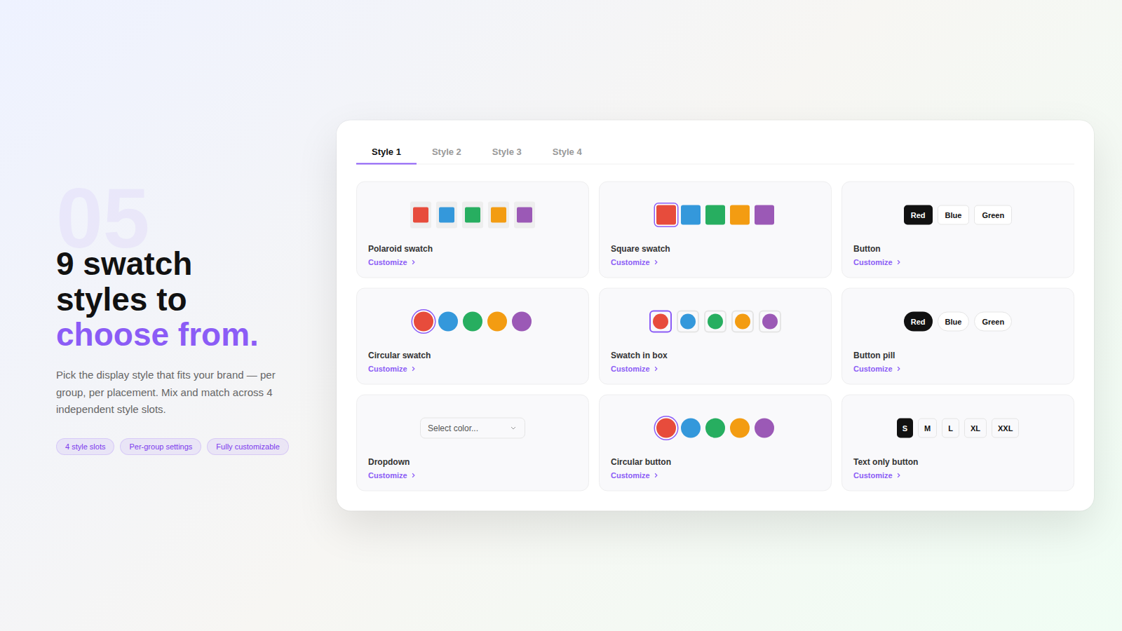 9 display styles to customize for each product group