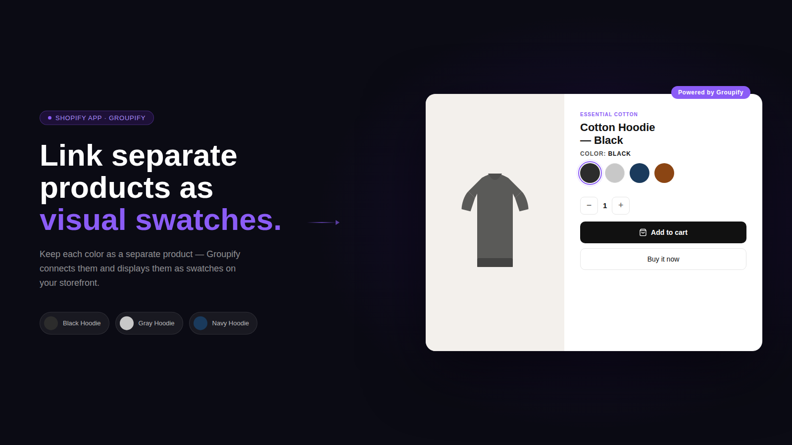 Link separate products as visual swatches