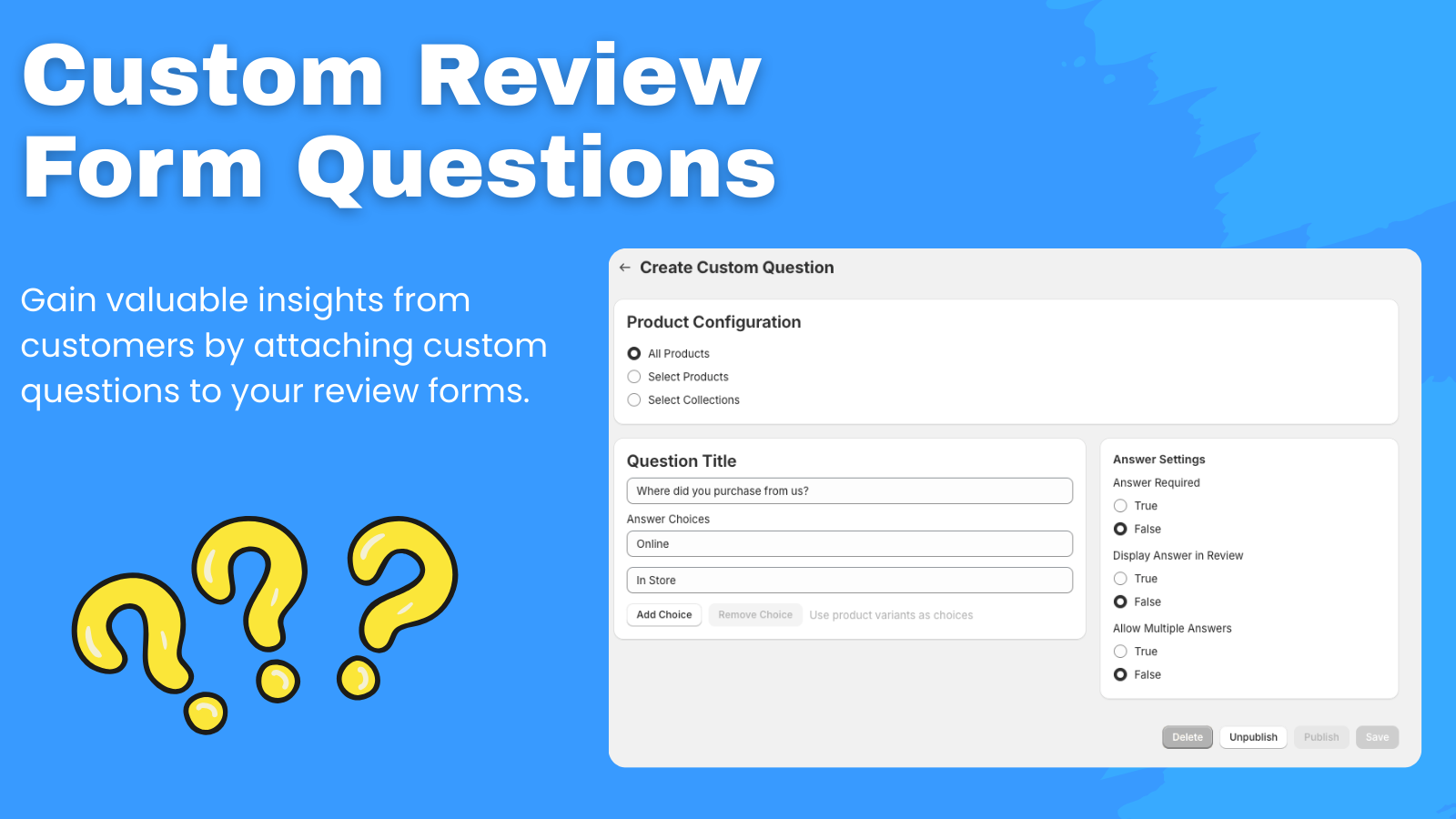 custom review form questions