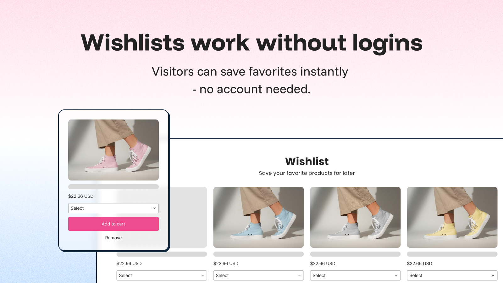 With Square Wishlists visitors can save favorites instantly