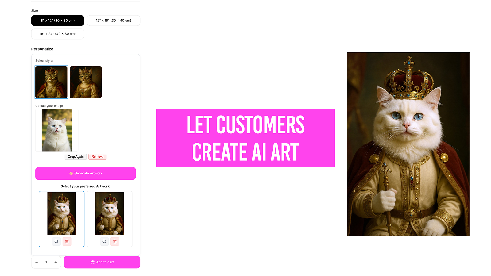 Screenshot of how the Autopictura app works on storefront