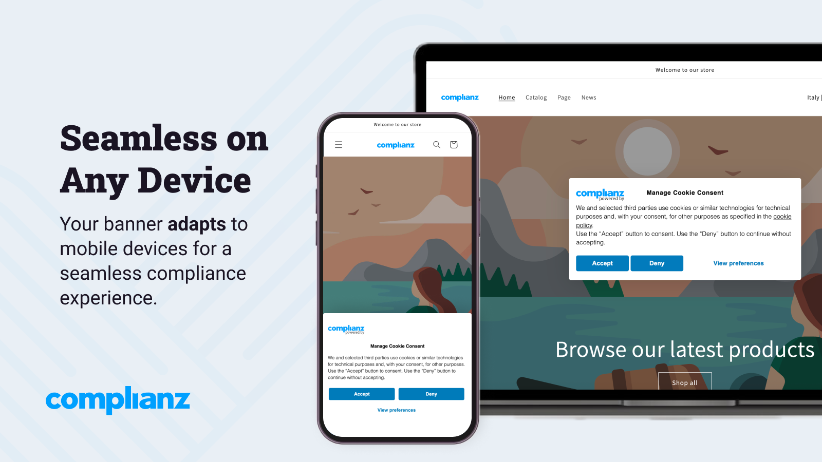 Responsive GDPR/CCPA banner displayed on mobile Shopify store