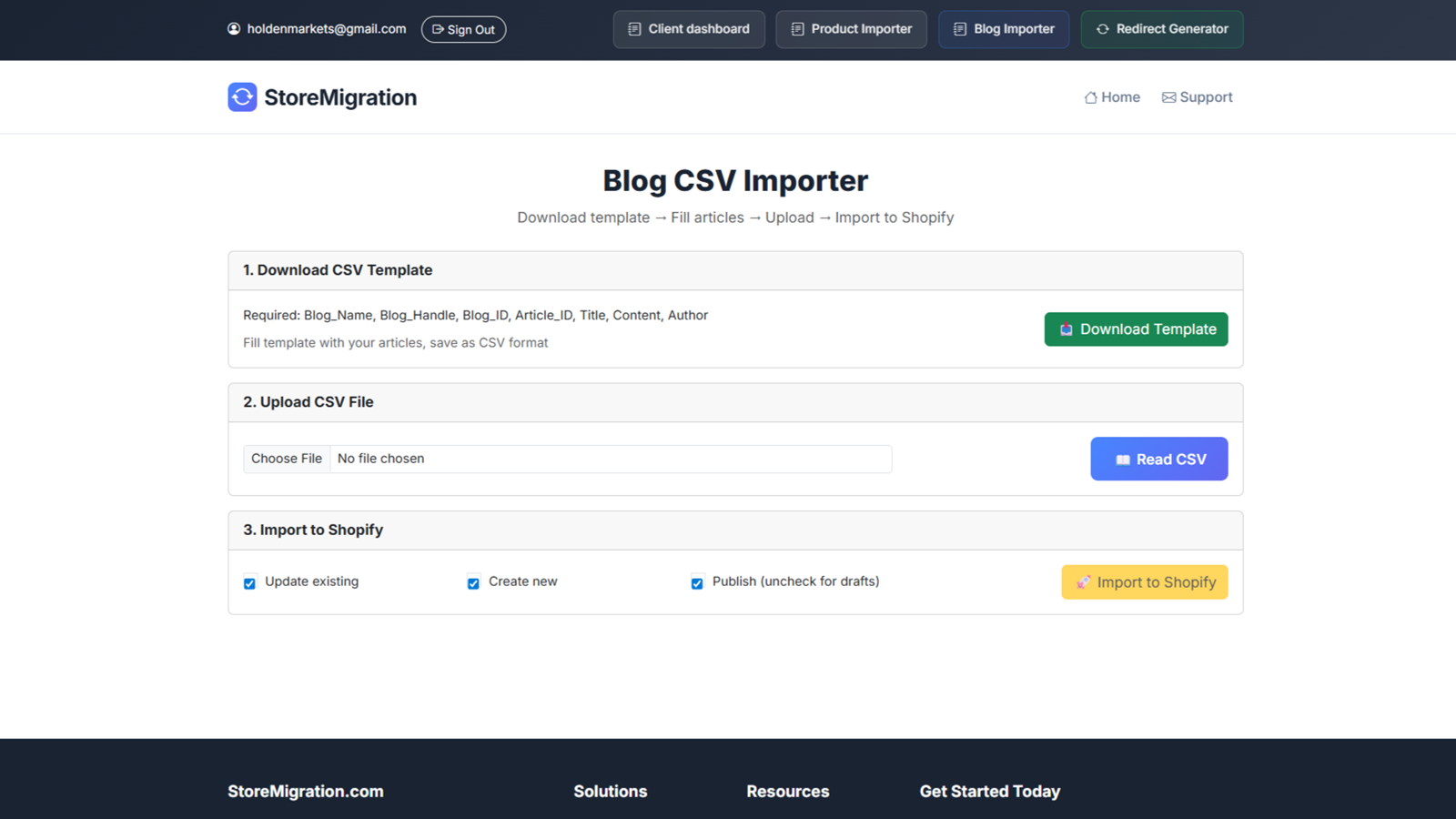 Migrate products in bulk