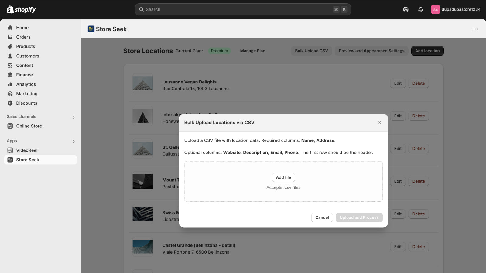 Store Locaion Bulk Upload