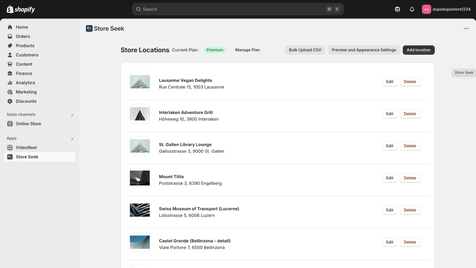 Store Locations List