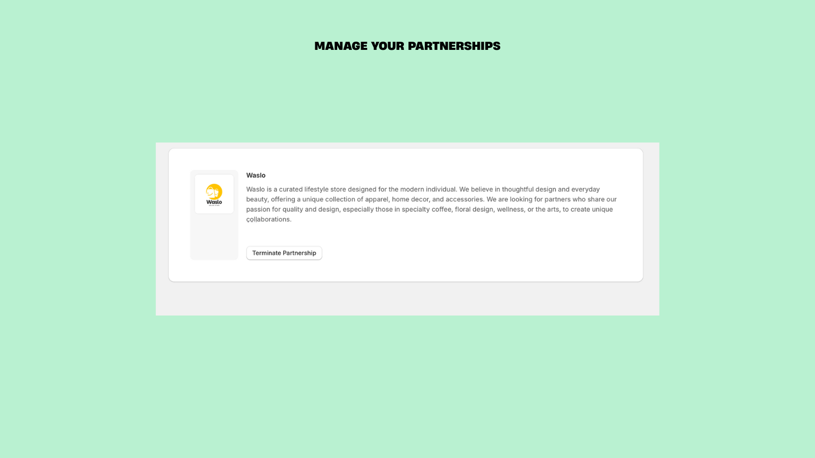 Manage Your Partners