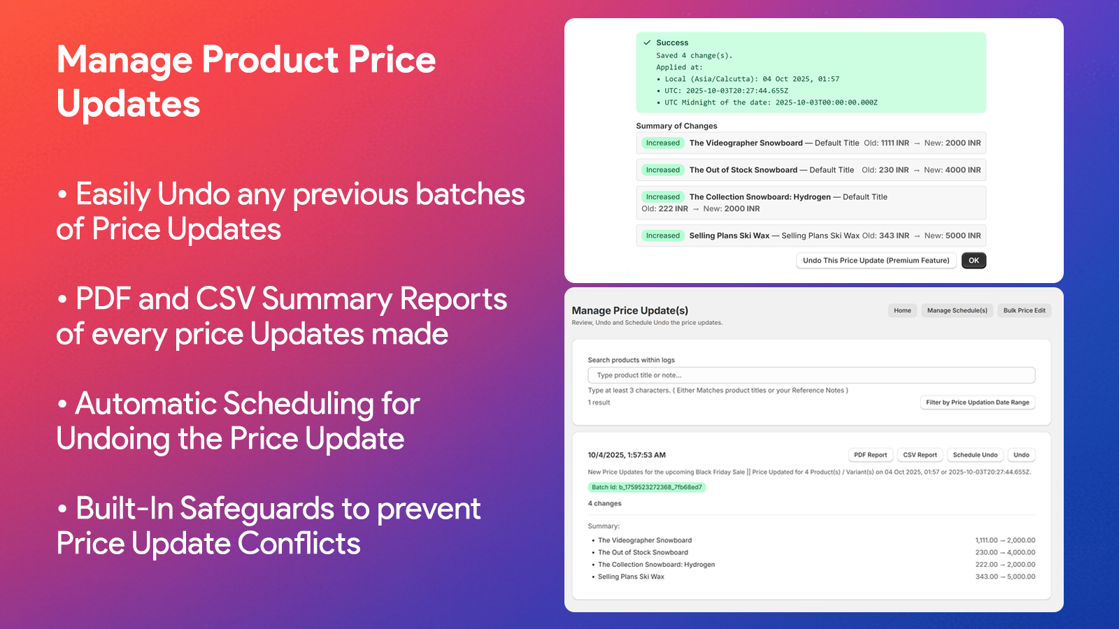 Manage Product Price Updates