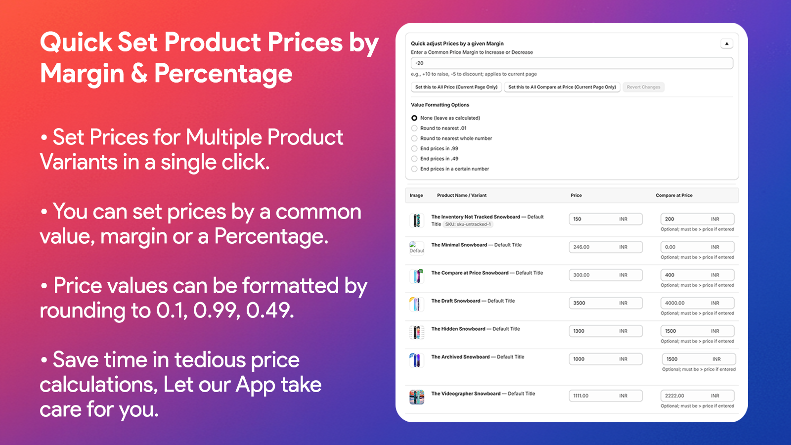 Quick set Product Prices by Margin & Percentage