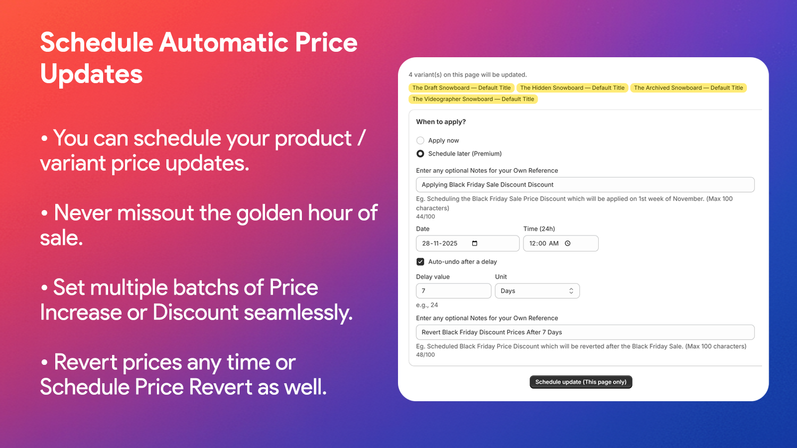 Schedule Automatic Price Updates