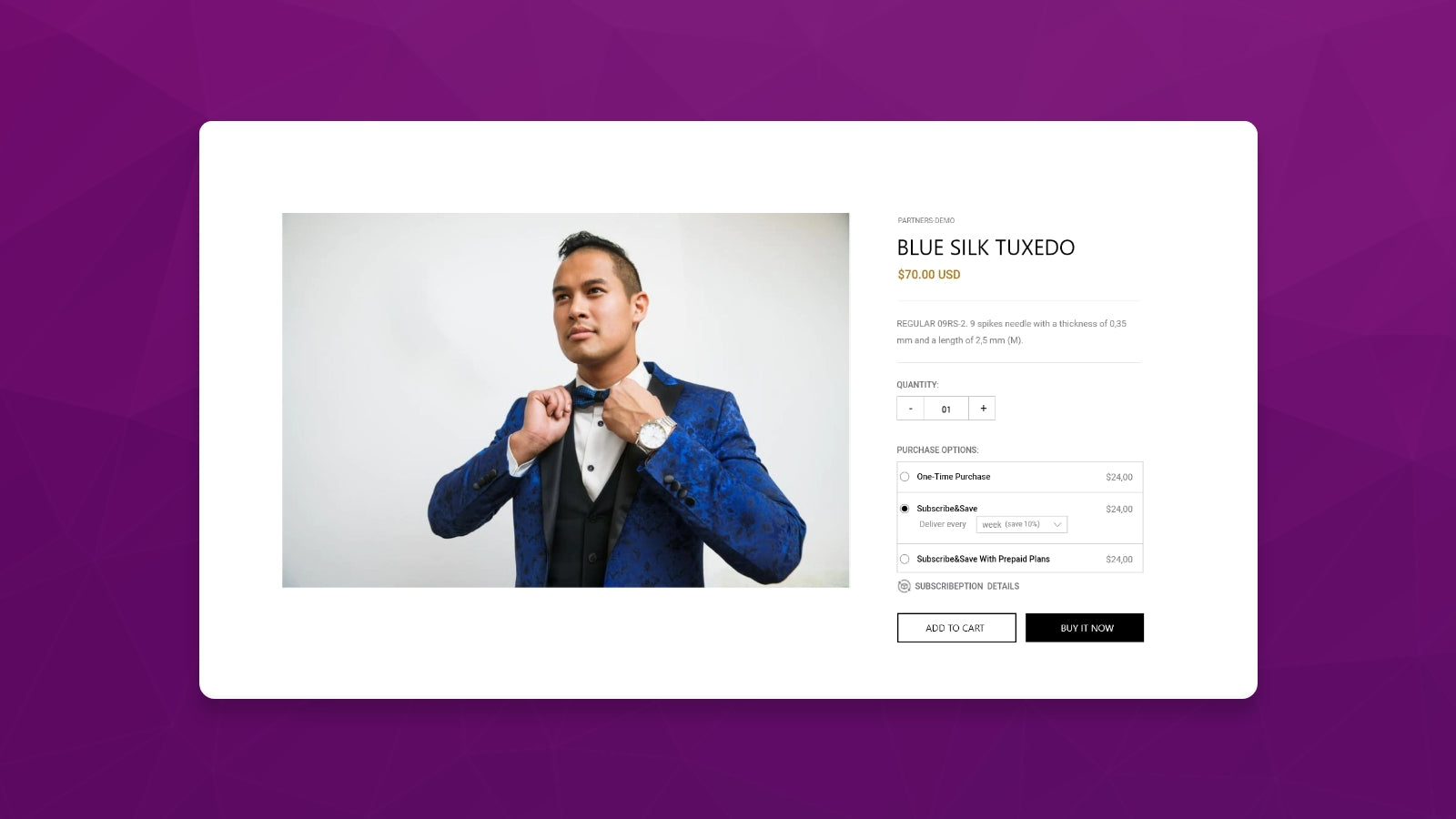 Manageable subscription view on detail page
